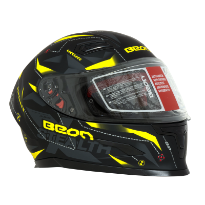 Шлем Beon B-503 matt black/yellow фото в интернет-магазине FrontFlip.Ru