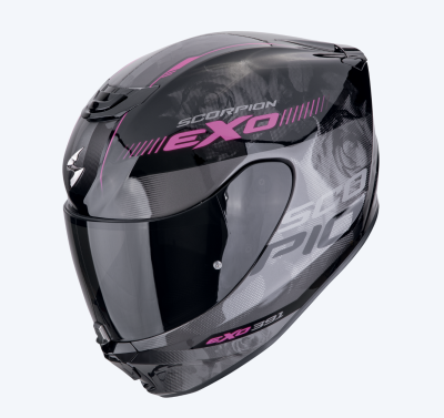 [SCORPION EXO] Мотошлем EXO-391 AVA, цвет Черный/Розовый/Серебристый фото в интернет-магазине FrontFlip.Ru