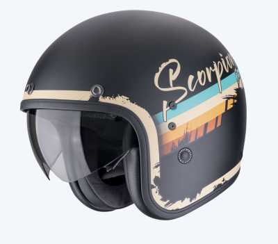 [SCORPION EXO] Мотошлем BELFAST EVO ADONIS, цвет Черный Матовый/Бежевый фото в интернет-магазине FrontFlip.Ru