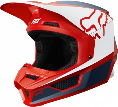 Мотошлем Fox V1 Przm Helmet Navy/Red фото в интернет-магазине FrontFlip.Ru
