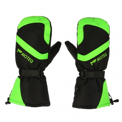 Зимние рукавицы/варежки MOTEQ БОБЕР, не промокаемые на мембране черный/зеленый фото в интернет-магазине FrontFlip.Ru