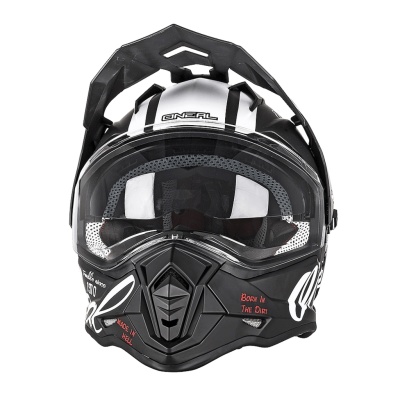 Шлем кроссовый со стеклом O'NEAL Sierra Torment, мат. черный/белый фото в интернет-магазине FrontFlip.Ru