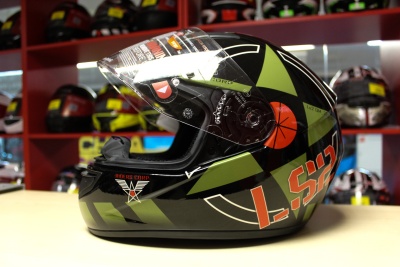 Мотошлем LS2  FF351 CORPS BLACK GREEN фото в интернет-магазине FrontFlip.Ru