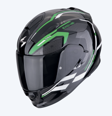 [SCORPION EXO] Мотошлем EXO-491 KRIPTA, цвет Черный/Зеленый/Белый фото в интернет-магазине FrontFlip.Ru