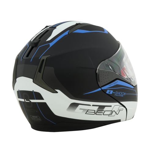 Шлем Beon B-700 matt black/white/blue фото в интернет-магазине FrontFlip.Ru