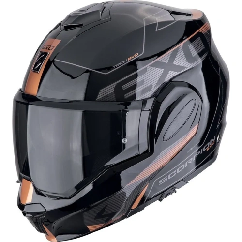 [SCORPION EXO] Мотошлем EXO-TECH EVO TRAVELLER, цвет Черный/Медный фото в интернет-магазине FrontFlip.Ru