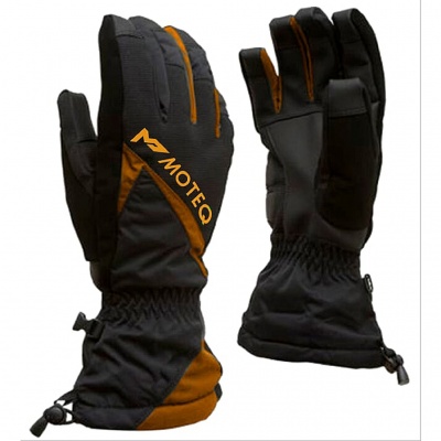 Зимние перчатки MOTEQ СНЕЖОК, не промокаемые на мембране черный/оранжевый фото в интернет-магазине FrontFlip.Ru