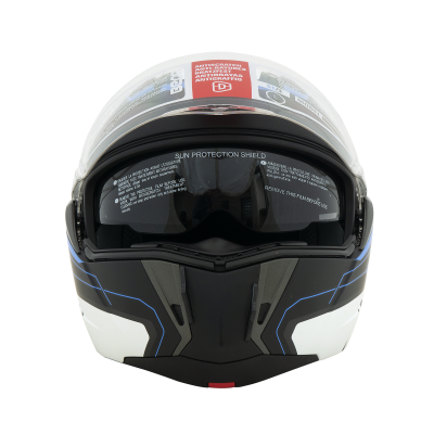 Шлем Beon B-700 matt black/white/blue фото в интернет-магазине FrontFlip.Ru