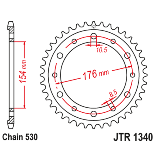 Звезда задняя (ведомая),(сталь) JT 1340.44 фото в интернет-магазине FrontFlip.Ru