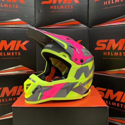 Шлем SMK ALLTERRA X-POWER, цвет жёлтый неон/серый/фуксия фото в интернет-магазине FrontFlip.Ru