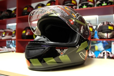 Мотошлем LS2  FF351 CORPS BLACK GREEN фото в интернет-магазине FrontFlip.Ru