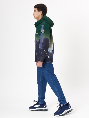 Куртка демисезонная для мальчика темно-зеленого цвета 1168TZ фото в интернет-магазине FrontFlip.Ru