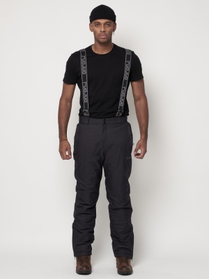 Полукомбинезон брюки горнолыжные мужские темно-серого цвета 662123TC фото в интернет-магазине FrontFlip.Ru