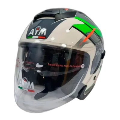 Шлем AiM JK526 Fluo-Green/White/Black фото в интернет-магазине FrontFlip.Ru