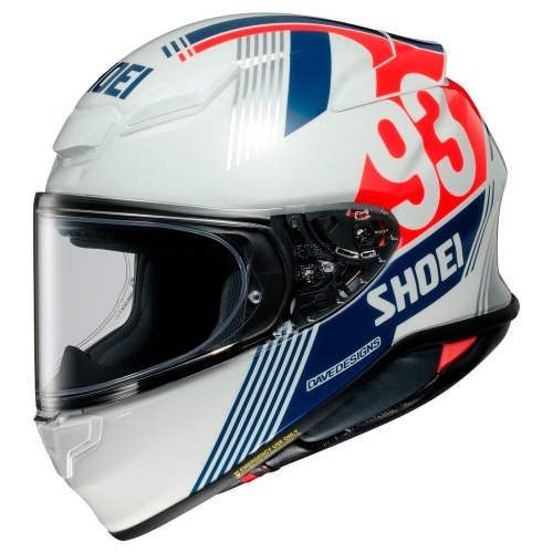 SHOEI Мотошлем NXR 2 MM93 RETRO бело-сине-красный, TC-10 фото в интернет-магазине FrontFlip.Ru