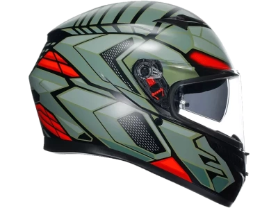 AGV Шлем K-3 E2206 DECEPT MATT BLACK/GREEN/RED фото в интернет-магазине FrontFlip.Ru
