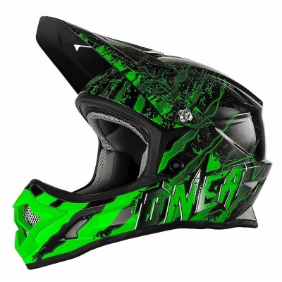 ONEAL Шлем кроссовый 3Series MERCURY Термопластик, глянец, Черный/Зелёный фото в интернет-магазине FrontFlip.Ru
