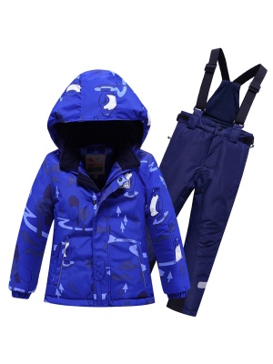 Горнолыжный костюм Valianly детский для мальчика синего цвета 9209S фото в интернет-магазине FrontFlip.Ru