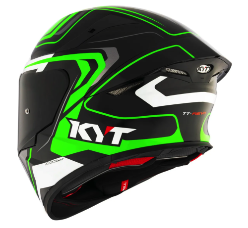 [KYT] Мотошлем TT-REVO OVERTECH, цвет Черный/Зеленый фото в интернет-магазине FrontFlip.Ru