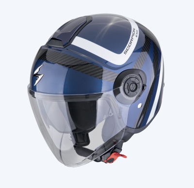 [SCORPION EXO] Мотошлем CITY II RIVA, цвет Синий/Карбон/Белый фото в интернет-магазине FrontFlip.Ru