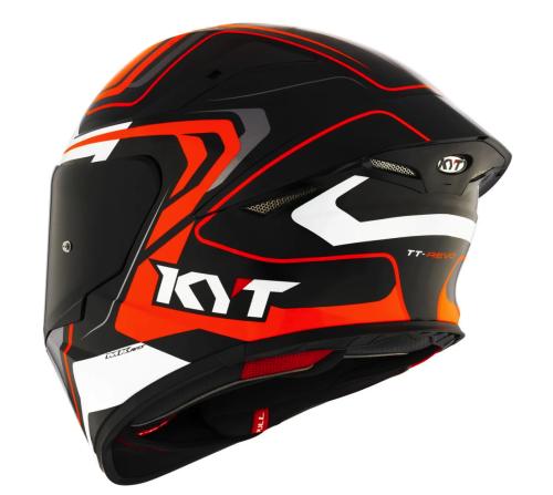 [KYT] Мотошлем TT-REVO OVERTECH, цвет Черный/Оранжевый фото в интернет-магазине FrontFlip.Ru