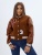 Кожаный бомбер женский коричневого цвета 3611K фото в интернет-магазине FrontFlip.Ru