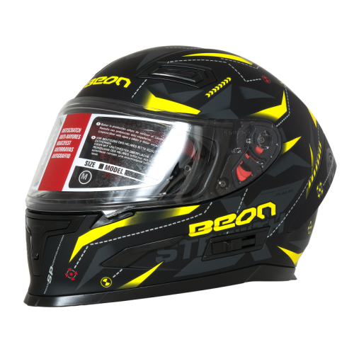 Шлем Beon B-503 matt black/yellow фото в интернет-магазине FrontFlip.Ru