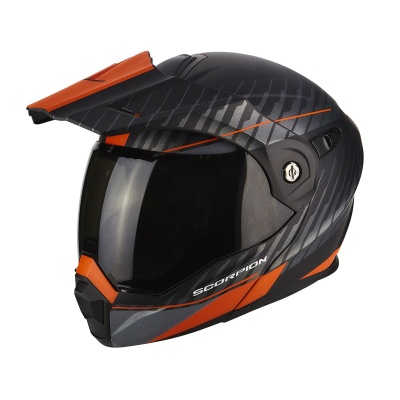 [SCORPION EXO] Мотошлем ADX-1 DUAL, цвет Черный Матовый/Оранжевый фото в интернет-магазине FrontFlip.Ru