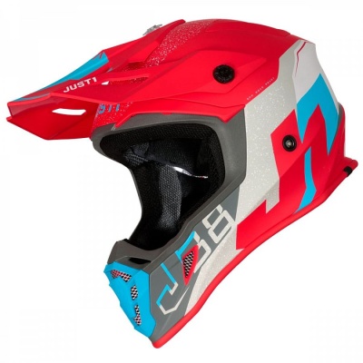 Шлем кроссовый JUST1 J38 Korner, синий/красный матовый фото в интернет-магазине FrontFlip.Ru