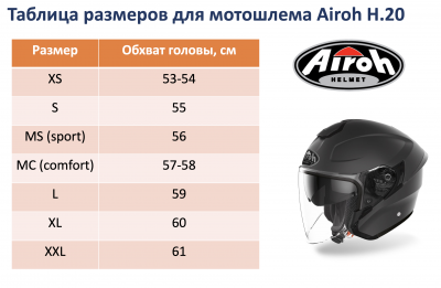 Airoh шлем открытый H.20 COLOR WHITE GLOSS фото в интернет-магазине FrontFlip.Ru