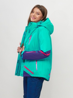 Горнолыжная куртка женская бирюзового цвета 551911Br фото в интернет-магазине FrontFlip.Ru