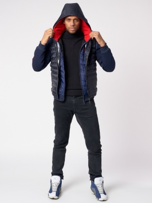 Куртка 2 в 1 мужская толстовка и жилетка темно-синего цвета 70131-1TS фото в интернет-магазине FrontFlip.Ru