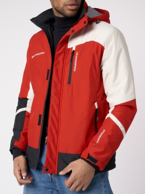 Куртка спортивная мужская с капюшоном красного цвета 3589Kr фото в интернет-магазине FrontFlip.Ru
