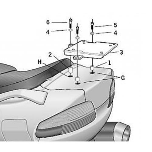 Крепление кофра SHAD Suzuki BURGMAN 650 - 02/14, задний фото в интернет-магазине FrontFlip.Ru