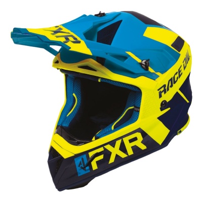 Шлем FXR Helium Race Div Blue/Hi Vis/Navy фото в интернет-магазине FrontFlip.Ru