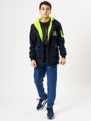 Куртка двусторонняя для мальчика темно-синего цвета 236TS фото в интернет-магазине FrontFlip.Ru