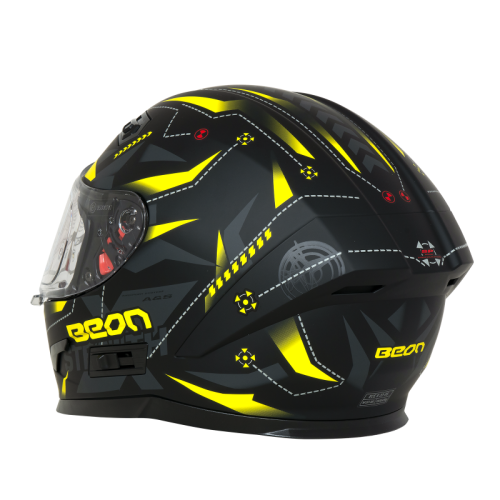 Шлем Beon B-503 matt black/yellow фото в интернет-магазине FrontFlip.Ru