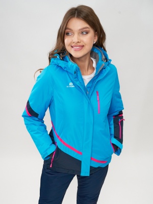 Горнолыжная куртка женская синего цвета 551911S фото в интернет-магазине FrontFlip.Ru