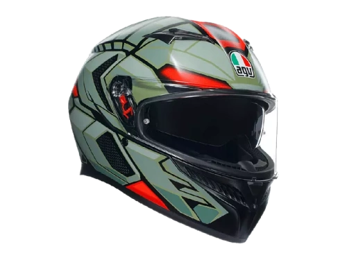 AGV Шлем K-3 E2206 DECEPT MATT BLACK/GREEN/RED фото в интернет-магазине FrontFlip.Ru