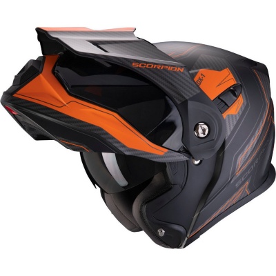 [SCORPION EXO] Мотошлем ADX-1 TUCSON, цвет Черный Матовый/Оранжевый Матовый/Карбон фото в интернет-магазине FrontFlip.Ru