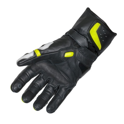[RUSH] Перчатки RSX кожа, цвет Черный/Белый/Желтый фото в интернет-магазине FrontFlip.Ru