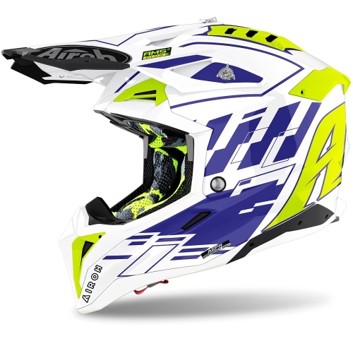 AIROH шлем кросс AVIATOR 3 RAMPAGE BLUE GLOSS фото в интернет-магазине FrontFlip.Ru