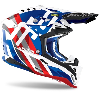 AIROH шлем кросс AVIATOR 3 RAINBOW BLUE/RED GLOSS фото в интернет-магазине FrontFlip.Ru