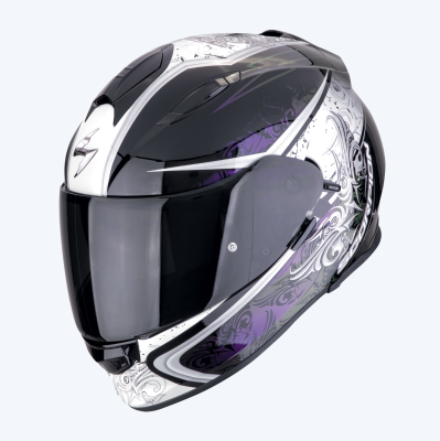 [SCORPION EXO] Мотошлем EXO-491 RUN, цвет Черный Хамелеон/Фиолетовый/Белый фото в интернет-магазине FrontFlip.Ru