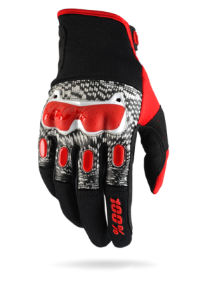 Мотоперчатки 100% Derestricted Glove Black/White/Red фото в интернет-магазине FrontFlip.Ru