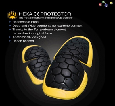 Защита локтей и коленей встраиваемая POWERTECTOR HEXA EK, цвет черно-желтый фото в интернет-магазине FrontFlip.Ru