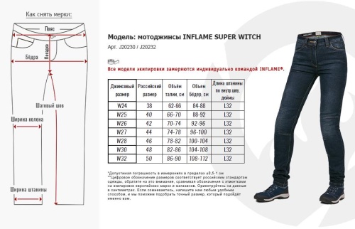 Мотоджинсы женские INFLAME SUPER WITCH, цвет синий фото в интернет-магазине FrontFlip.Ru