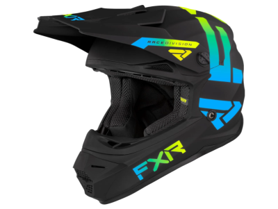 FXR MX Мотошлем Youth Legion Helmet 22 Black/Blue/Hi Vis фото в интернет-магазине FrontFlip.Ru