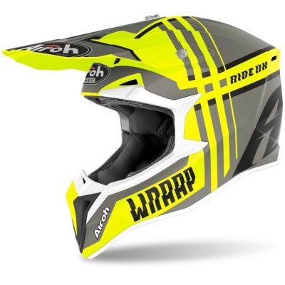 AIROH шлем кросс WRAAP BROKEN YELLOW MATT фото в интернет-магазине FrontFlip.Ru