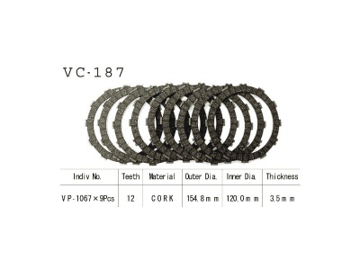 VESRAH   Диски сцепления VC-187 фото в интернет-магазине FrontFlip.Ru